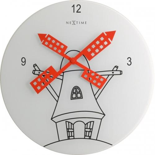 Nextime Nextime Klok 8807 Windmil, Ø30 cm, mur, rouge blanc rouge