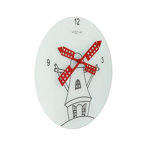 Nextime Nextime Klok 8807 Windmil, Ø30 cm, mur, rouge blanc rouge