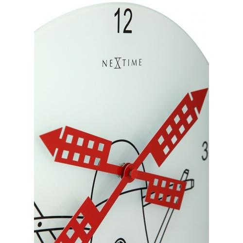 Nextime Nextime Klok 8807 Windmil, Ø30 cm, mur, rouge blanc rouge