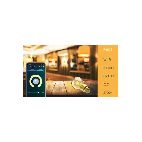WOX WOX R9078 DIMMABLE FILLAME LED Bulb, E27, 6W, 650LM, WiFi, Amazon Google, App