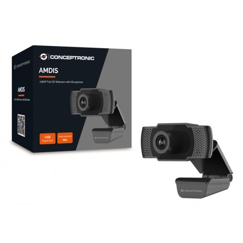 Conceptronic concepttronic AMDIS01b Full HD webcam avec microphone, USB, 2 MP, 1920 x 1080p 30 ips, H.264, 90 °