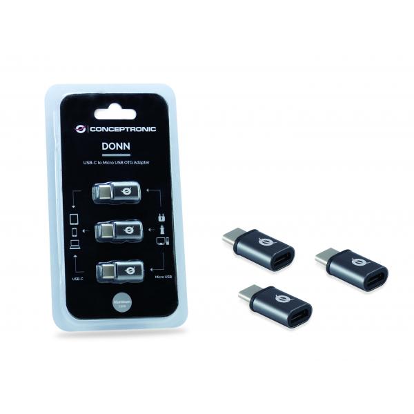 Concepttronic Concepttronic Donn05g USB-C à micro USB OTG Adapter 3-Pack, USB 2.0 Type-C Micro, femme masculine, BL