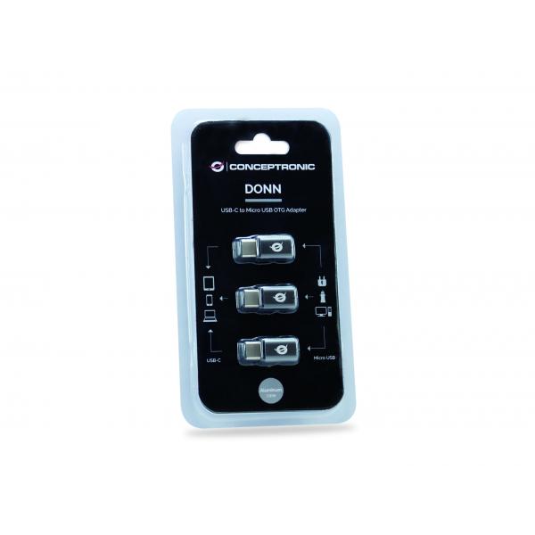 Concepttronic Concepttronic Donn05g USB-C à micro USB OTG Adapter 3-Pack, USB 2.0 Type-C Micro, femme masculine, BL