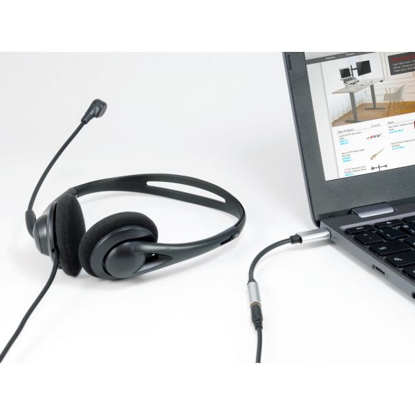 Équipement équipage 133474 USB-C à 3,5 mm Adaptateur DAC audio, USB-C, 3,5 mm, femelle masculine, 0,15 m, noir, argent
