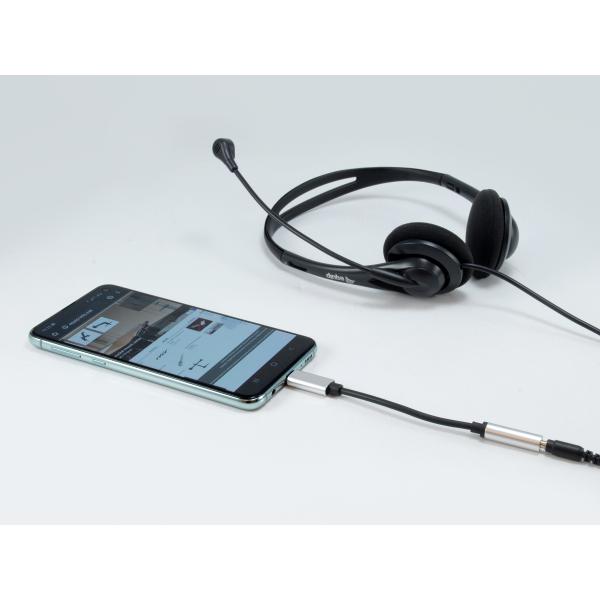Équipement équipage 133474 USB-C à 3,5 mm Adaptateur DAC audio, USB-C, 3,5 mm, femelle masculine, 0,15 m, noir, argent