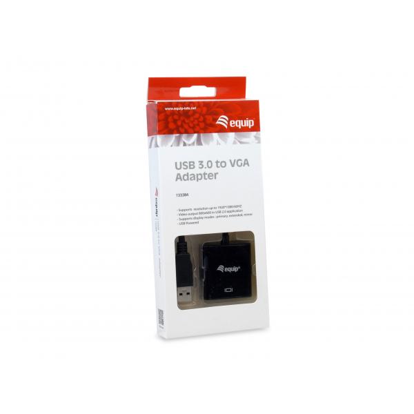 Équipement équipage 133384 USB 3.0 vers l'adaptateur VGA, 1080p, USB 3.2 Gen 1, USB Type-A, VGA (D-Sub)