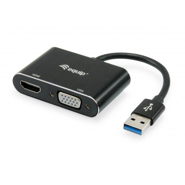Équipage Équiper 133386 Adaptateur VGA USB vers HDMI, USB 3,2 Gen 1 Type-A, sortie HDMI, 1920 x 1080 pixels
