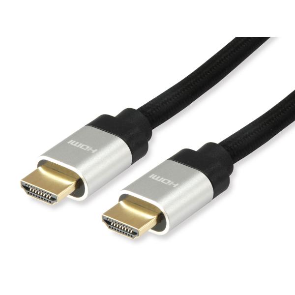 Équipement Équipement 119383 Câble HDMI, HDMI Type A, 48 Gbit S, canal de retour audio (ARC) noir, argent, 5m