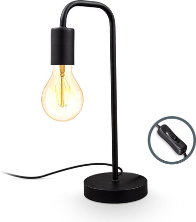 B.k.licht - lampe de table noire - au design rétro industriel - lampe de chevet en métal - alimentation secteur - culot E27 - h.: 38cm