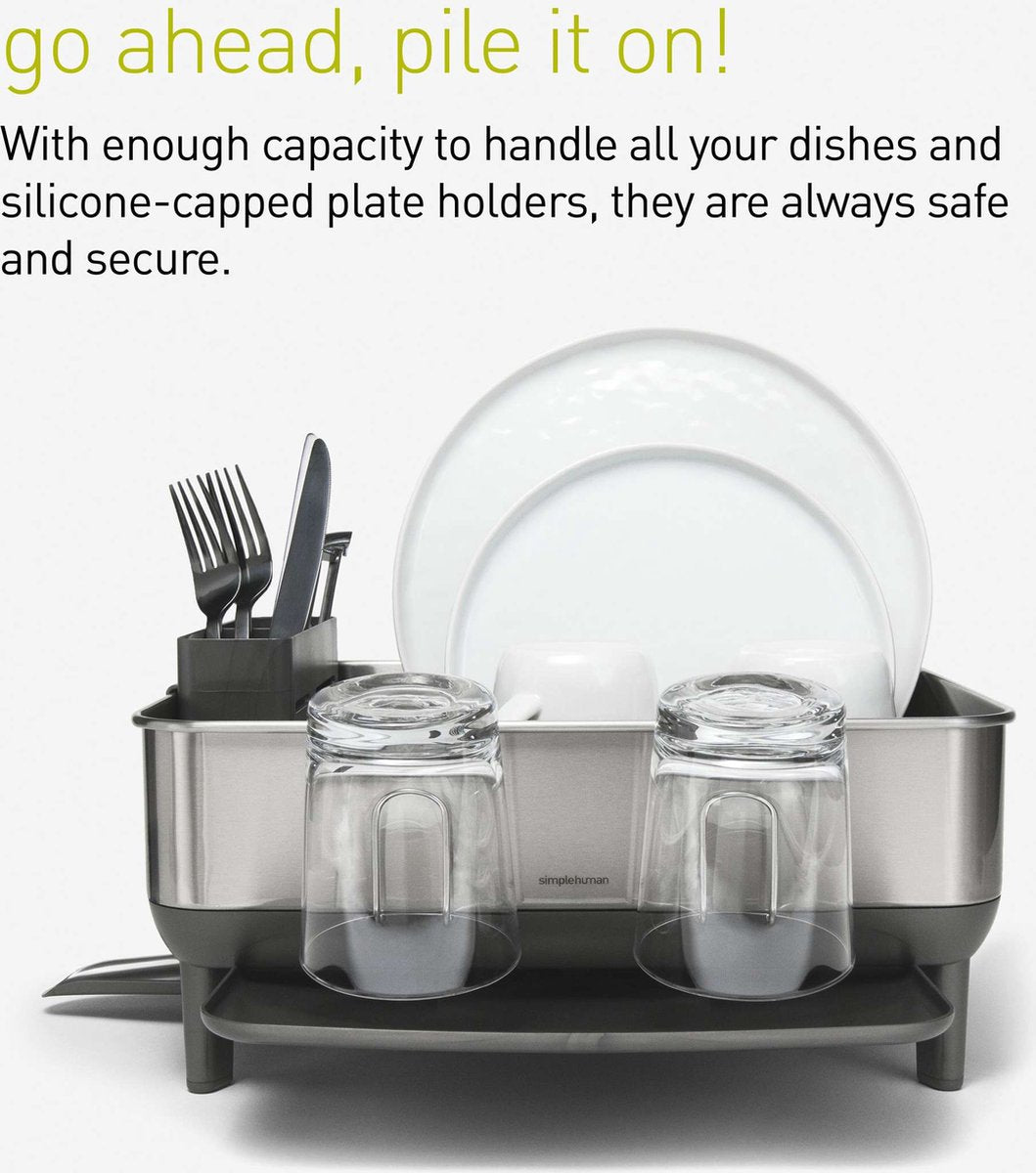 Simplehuman - égouttoir à vaisselle compact avec cadre en acier - argent - acier inoxydable