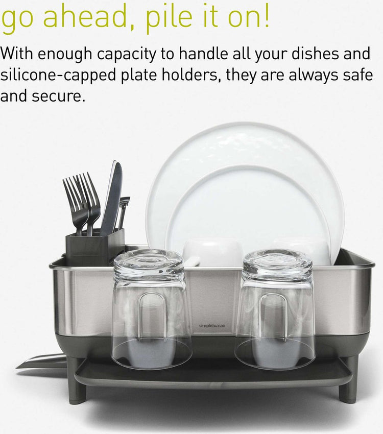 Simplehuman - égouttoir à vaisselle compact avec cadre en acier - argent - acier inoxydable