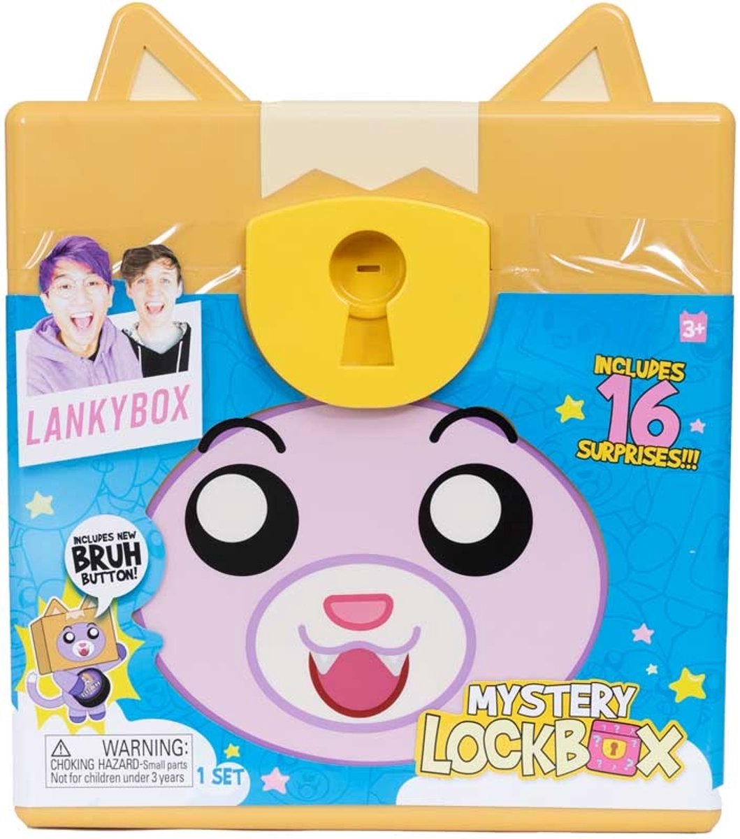 Coffret mystère Lankybox avec surprises et autocollants.