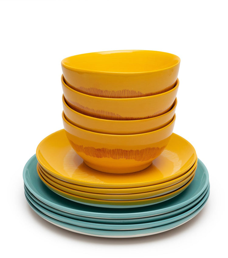 Serax - fête ottolenghi - service de table - jaune bleu azur - 12 pièces