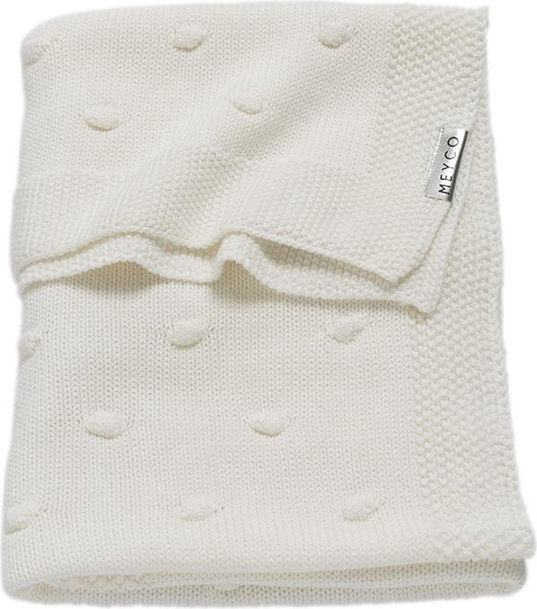 Couverture de berceau Meyco avec nœuds pour bébé - blanc cassé - 75x100cm - 1,0 tog