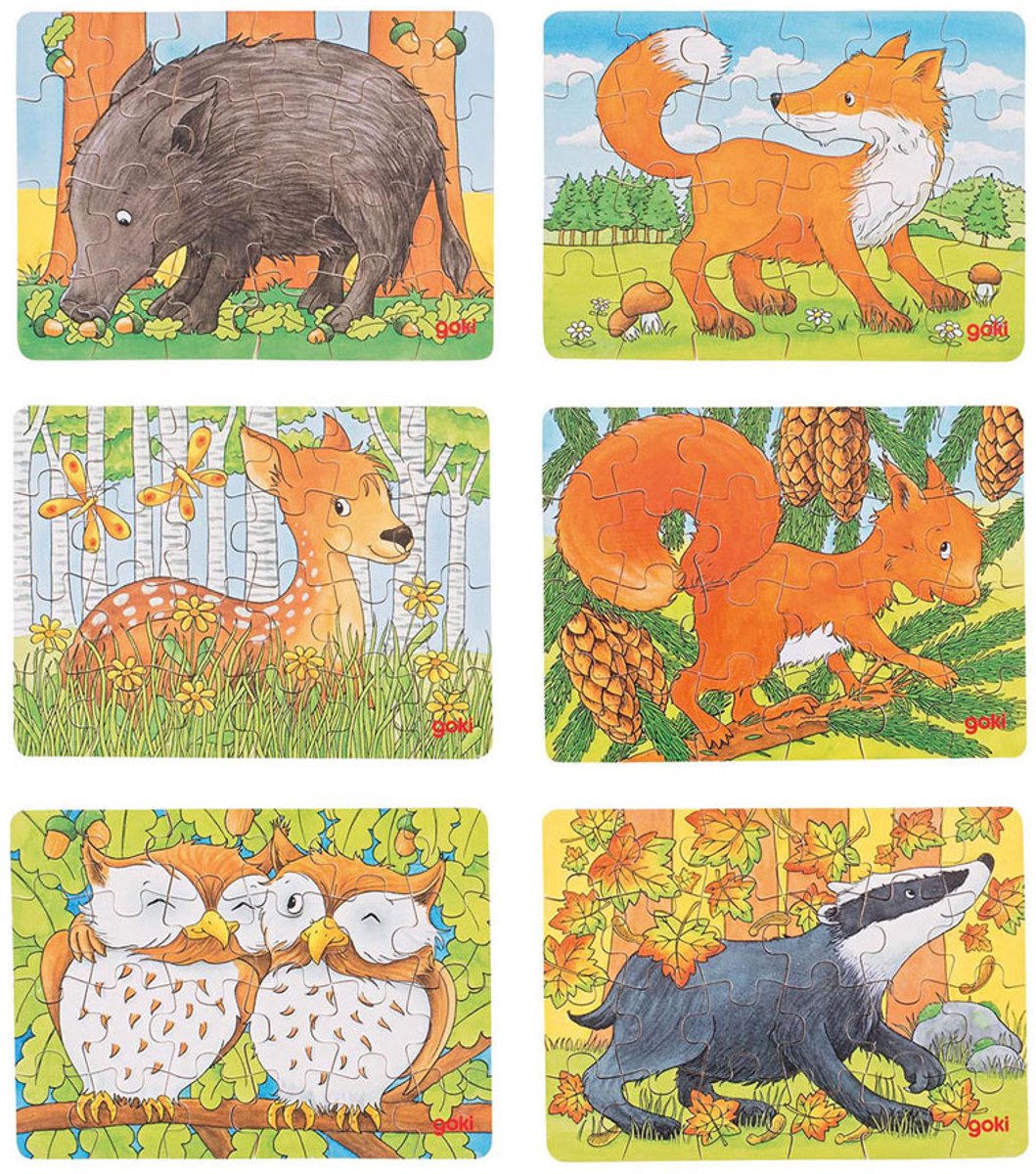 Goki Wooden Mini Puzzle Forest Animal, 24s.