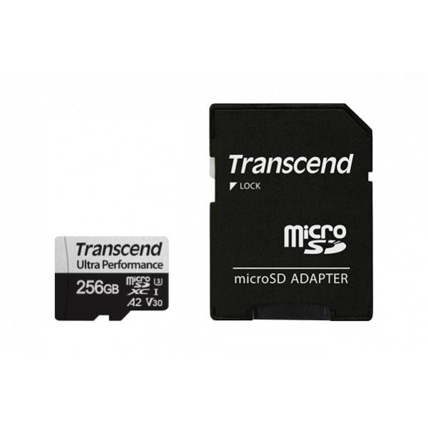 Transcende TS128GUSD340S 340S Microsdxc W Adaptateur, 128 Go, UHS-I U3 A2, 3D NAND, 160 125 MB S