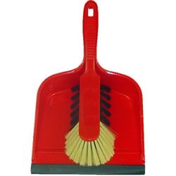 Pelle et pelle à poussière en plastique rouge
