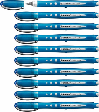 Stabilo travailleur+ coloré - roller 0,5 mm - bleu - boîte de 10 pièces