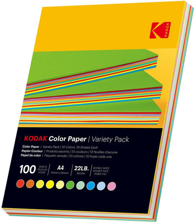 Papier coloré Kodak - 10 couleurs différentes - 80g m² - a4 - 100 feuilles
