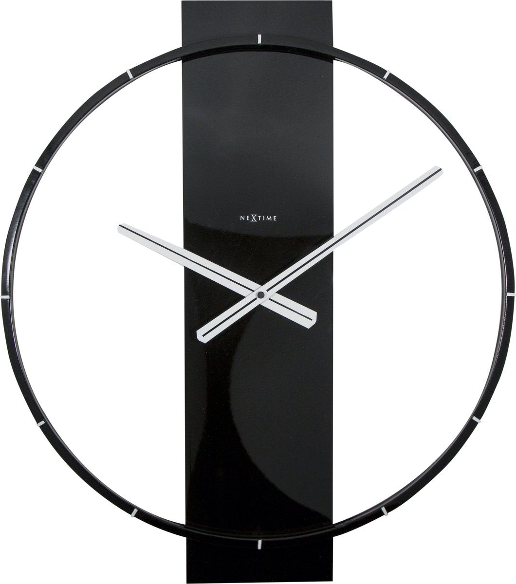 Nexttime Carl – horloge murale – 50,8 × 58,2 × 4,3 cm – bois acier – noir