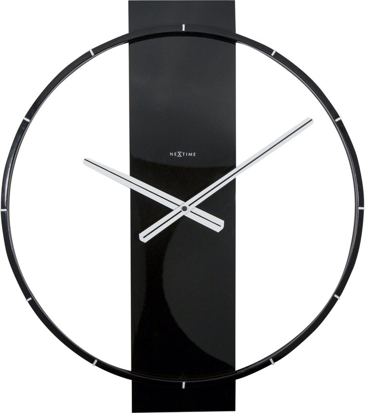 Nexttime Carl – horloge murale – 50,8 × 58,2 × 4,3 cm – bois acier – noir