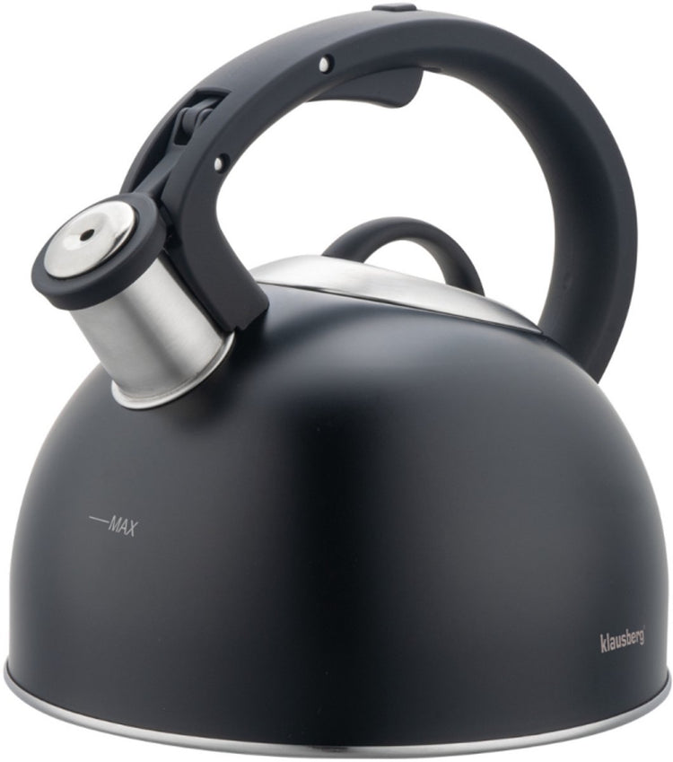 Klausberg 7911 - bouilloire sifflante avec sifflet - 2,5 litres - acier inoxydable - noir