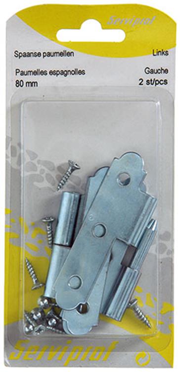 Mack 1013257 - 2 charnières espagnoles gauche galvanisées h 80 x l 45mm | 5 pièces