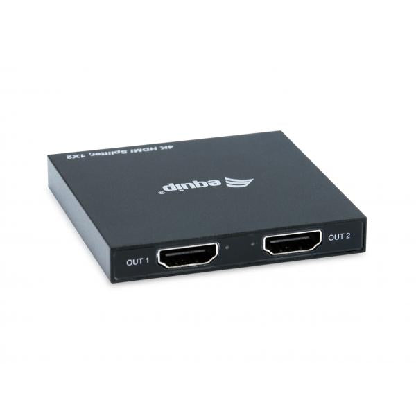 Équipement d'équipement 332715 Splitter HDMI Ultra Slim à 2 ports, 3840 x 2160p, 4K Ultra HD, Power-By Usb, noir