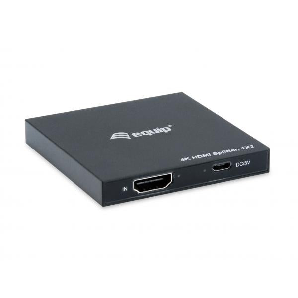 Équipement d'équipement 332715 Splitter HDMI Ultra Slim à 2 ports, 3840 x 2160p, 4K Ultra HD, Power-By Usb, noir