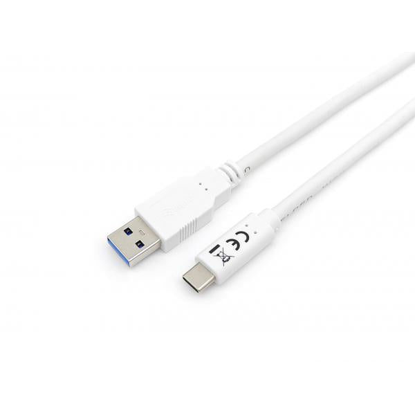 Équipement 128363 USB 3,2 Gen 1 Type-C vers un câble, USB 3,2 Gen 1, 5000 Mbit S, M M, 1 M, blanc