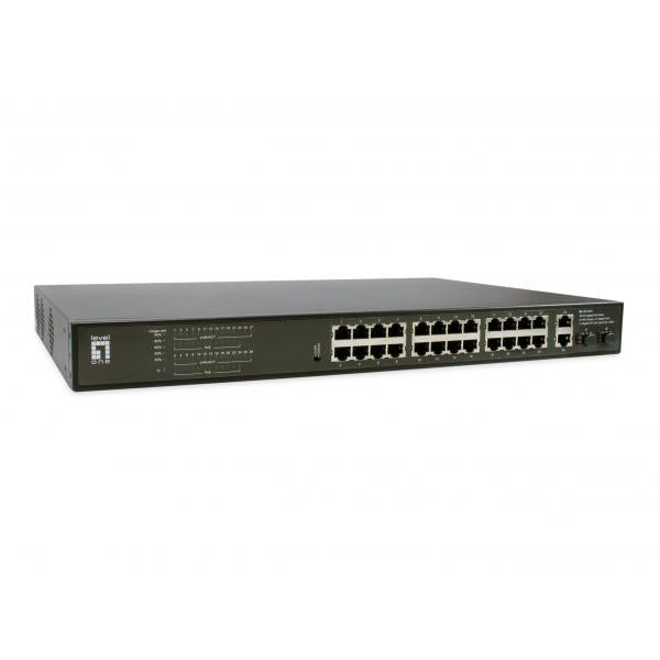 Niveau de niveau LIVEALONE GEP-2821 28 ports Gigabit PoE Switch, 24x POE Sorties, 2x Gigabit RJ45, 2x Gigabit SFP, 1U