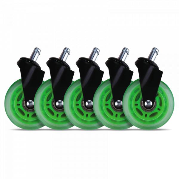L33T Gaming L33T Gaming 160531 3inch Chasters en caoutchouc, vert, 5pcs