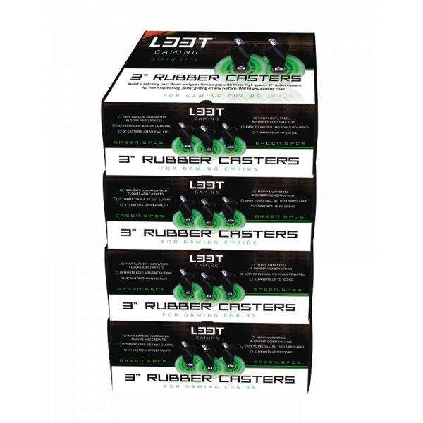 L33T Gaming L33T Gaming 160531 3inch Chasters en caoutchouc, vert, 5pcs