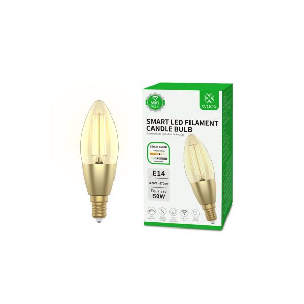 WOX WOX R5141 Candle C37 Fillamen LED Bulbe, Wi-Fi, E14, 4,9W, 470 LM, White chaud 2700K