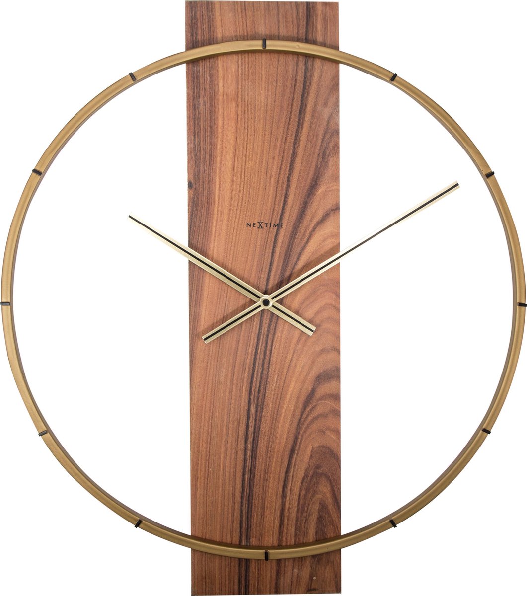 Nexttime Carl – horloge murale – 50,8 × 58,2 × 4,3 cm – bois acier – marron