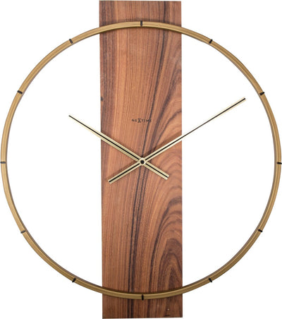 Nexttime Carl – horloge murale – 50,8 × 58,2 × 4,3 cm – bois acier – marron
