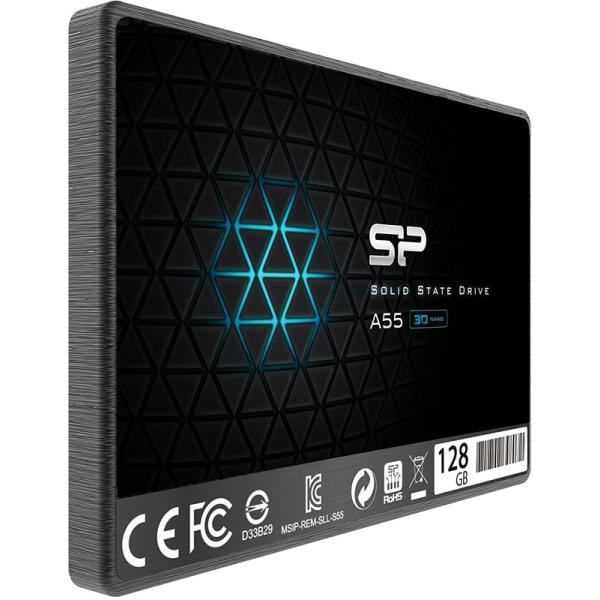 Silicon Power Silicon SP128GSS3A55S25 ACE A55 SSD, 128 Go, 7 mm 2,5 pouces, SATA3, NAND 3D, cache SLC