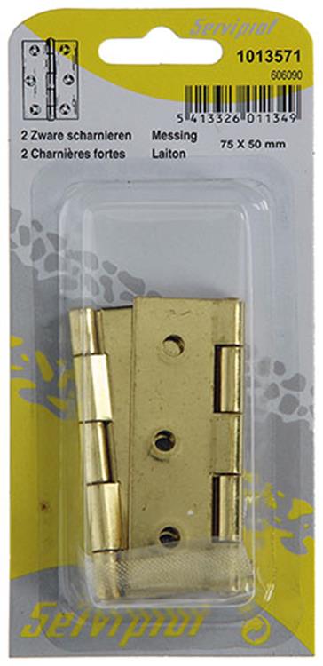 Mack 1013571 - 2 charnières lourdes. laitonné h 75 x l 50 mm | 5 pièces