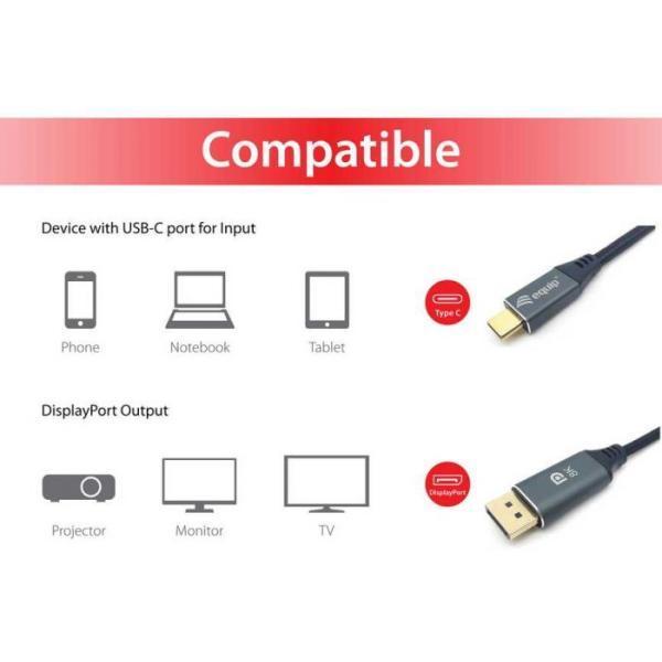 Équipez l'équipement 133426 USB-C à DisplayPort Cable, M M, 1,0m, 4K 60Hz, coquille