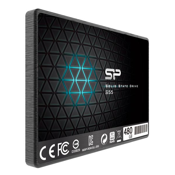 Silicon Power Silicon SP480 GbSS3S55S25 Slim S55 SSD, 480 Go, 2,5, SATA3, 6 Gbit S, SLC, 560 500 MB S, bleu
