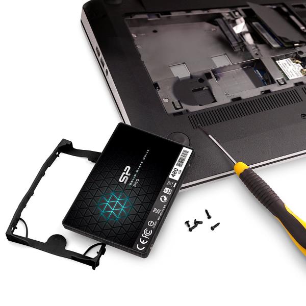 Silicon Power Silicon SP480 GbSS3S55S25 Slim S55 SSD, 480 Go, 2,5, SATA3, 6 Gbit S, SLC, 560 500 MB S, bleu