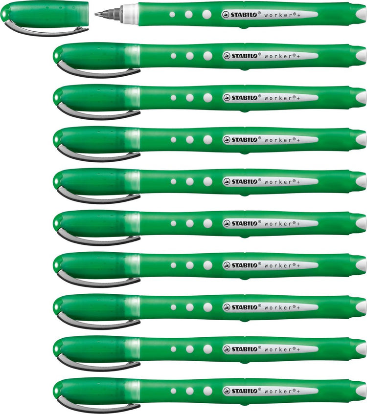 Stabilo travailleur+ coloré - roller 0,5 mm vert - boîte de 10 pièces