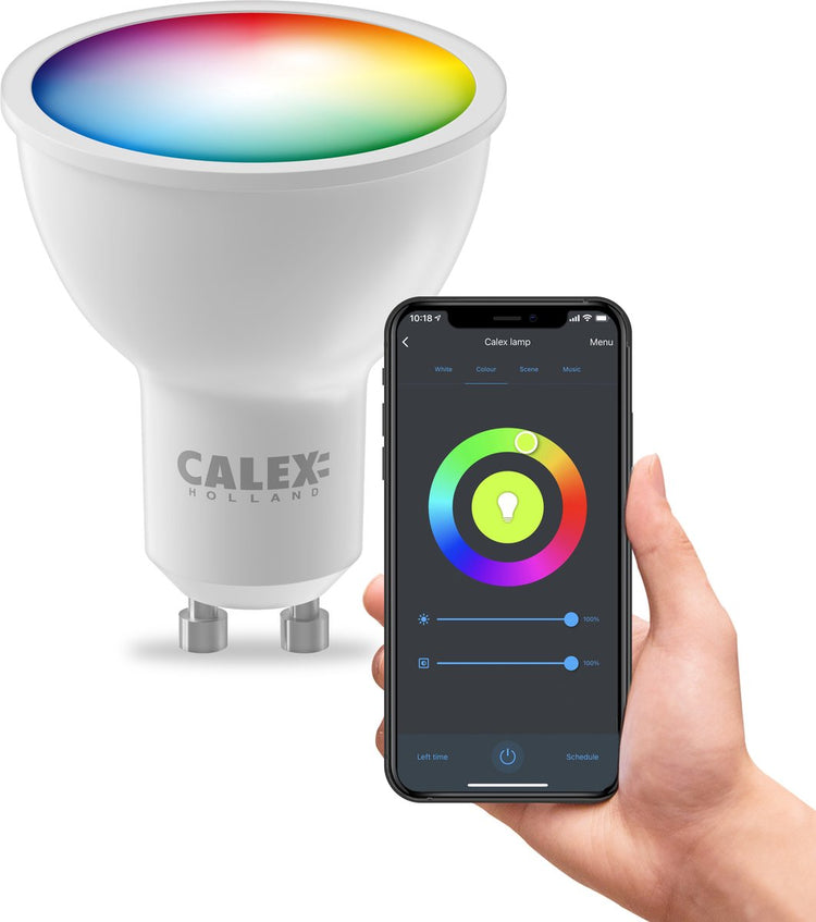 Lampe intelligente Calex - éclairage led wifi - gu10 - ampoule intelligente - dimmable - rgb et blanc chaud - 4,9w