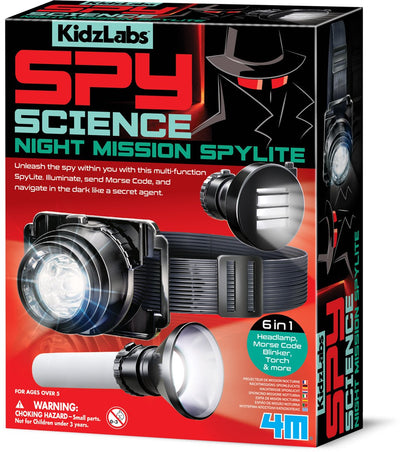 4m science et jeux - lampe de poche espion - ensemble 6 en 1 - multifonctionnel - kidzlabs - science espion - 5+