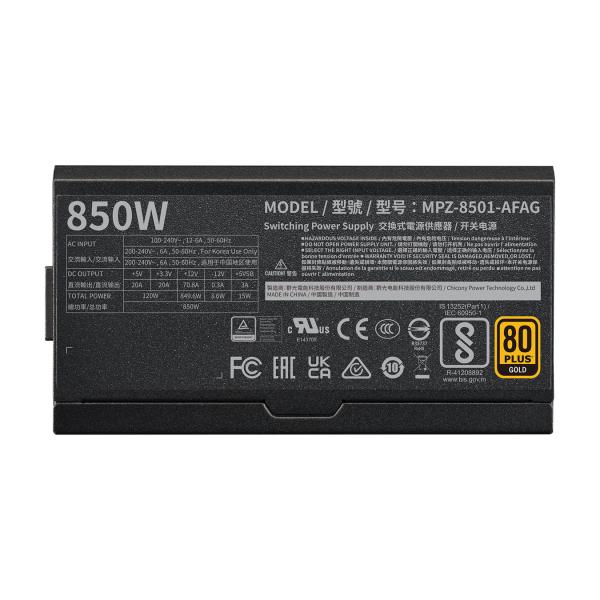 Cooler Master Coler MPZ-8501-Afaut-Beu V850 Gold I Multi Digital PSU, ATX 3.0, 850 W, STCM, entièrement modulaire