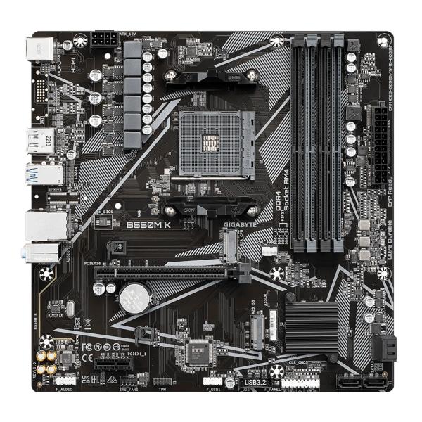 Gigaoctets gigabyte B550m K, AMD, socket AM4, B550, DDR4, Dual PCIe 4.0 3.0 M.2