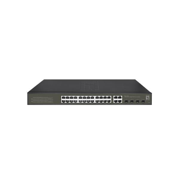 Niveau de niveau Liewone GES-21128P Hilbert 28-Port Gigabit Poe Lite Managed Switch, 24x Poe, 380W, 4x SFP RJ45
