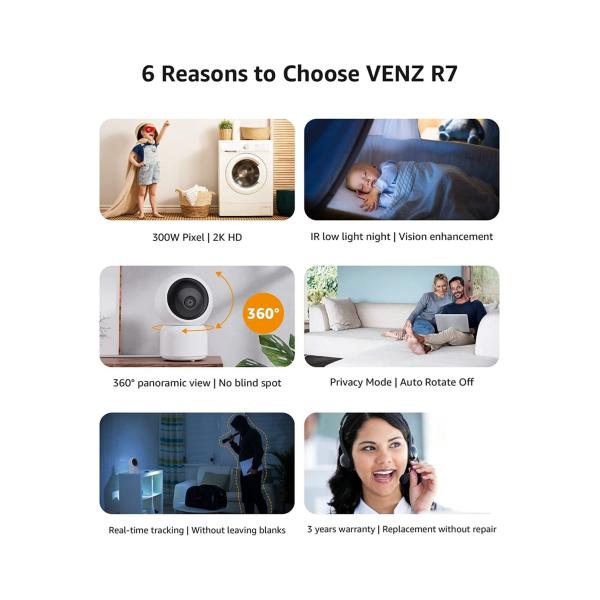 WOX WOX R4259 Venz par WOX R4259pt caméra HD intérieure à 360 degrés rotazable