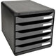 Commode exacompta big box plus noir, plastique argenté