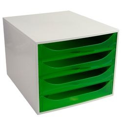 Commode exacompta ecobox gris clair, plastique vert